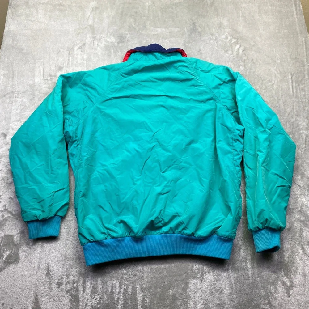 Vintage Columbia Sportswear Teal Green Windbreaker Jacket Mens Large Tall Radial